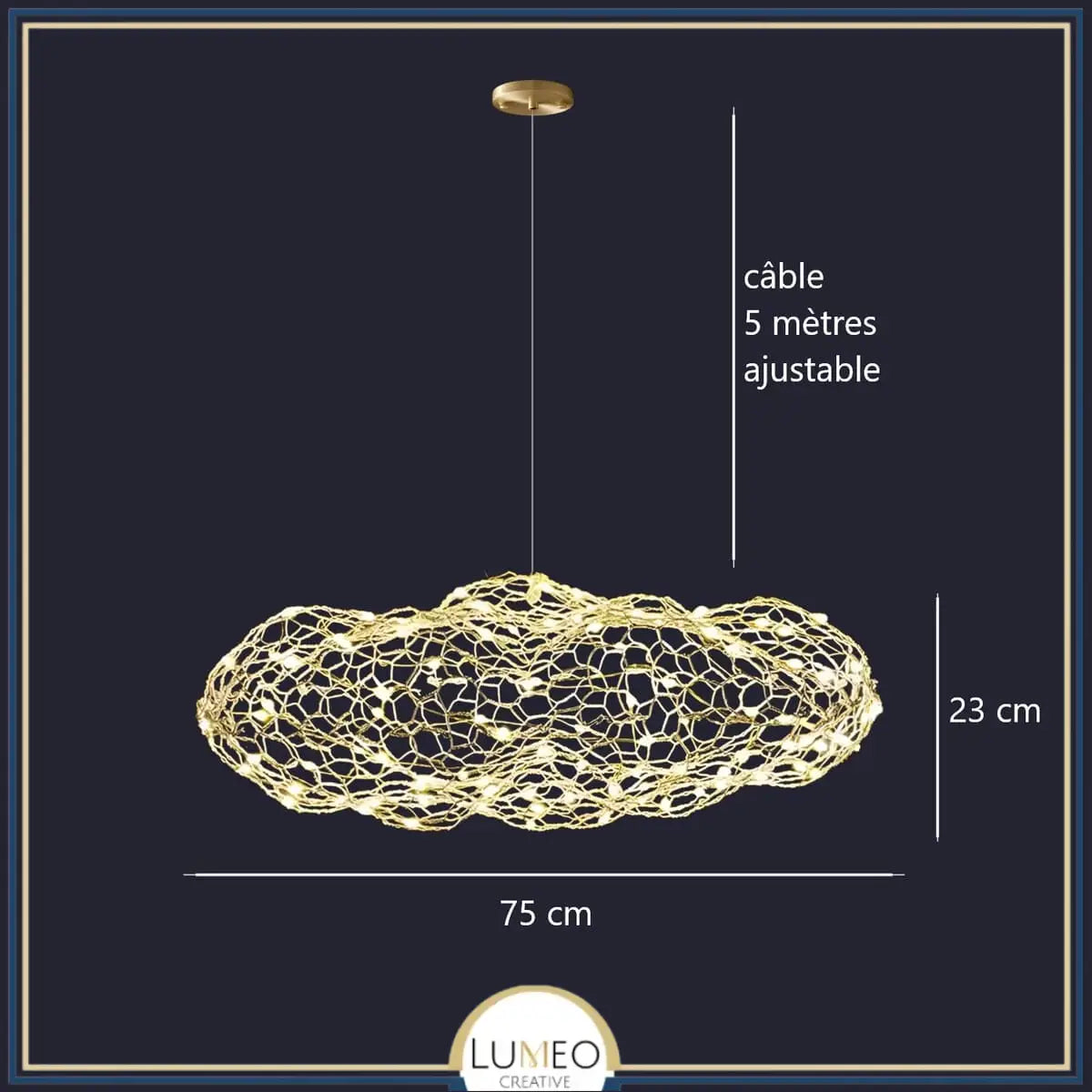 Suspension nuage métallique | Légèreté et élégance lumineuse 75 cm