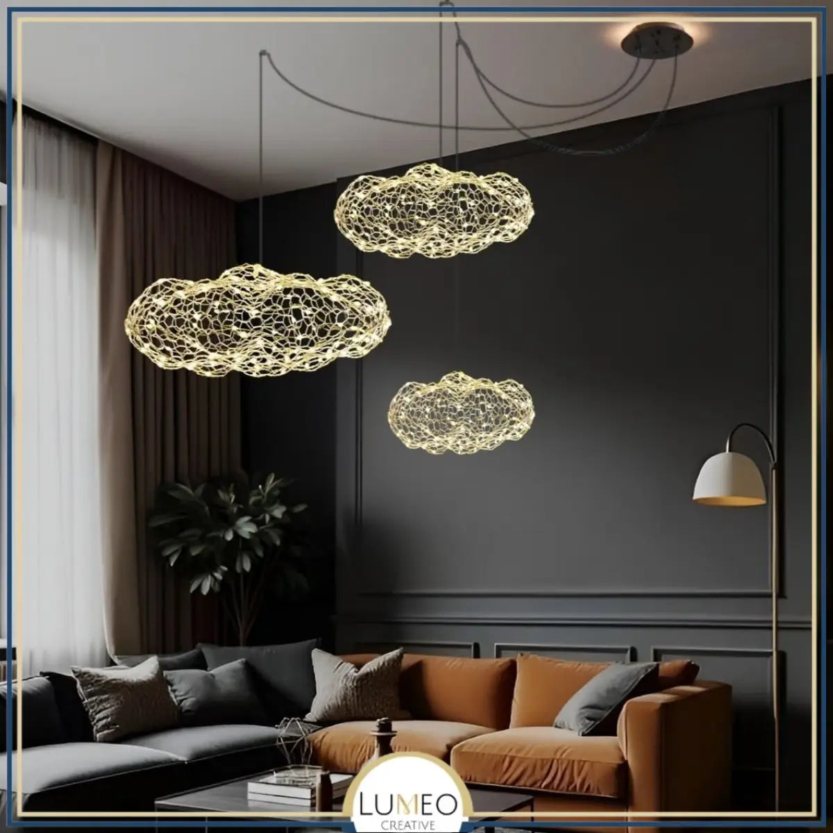 Suspension nuage métallique | Légèreté et élégance lumineuse