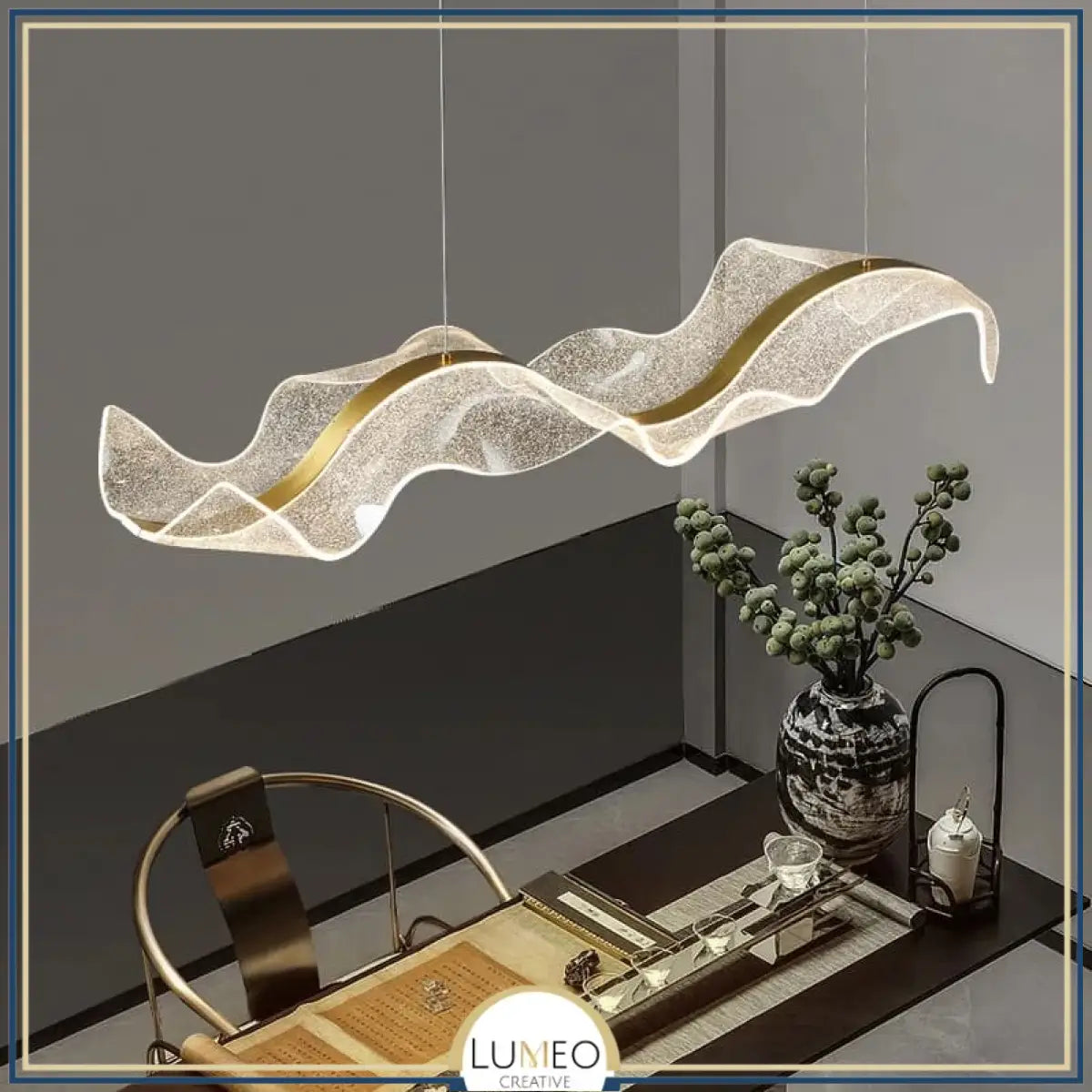 Suspension ondulante LED dorée 100cm / Or / Blanc chaud