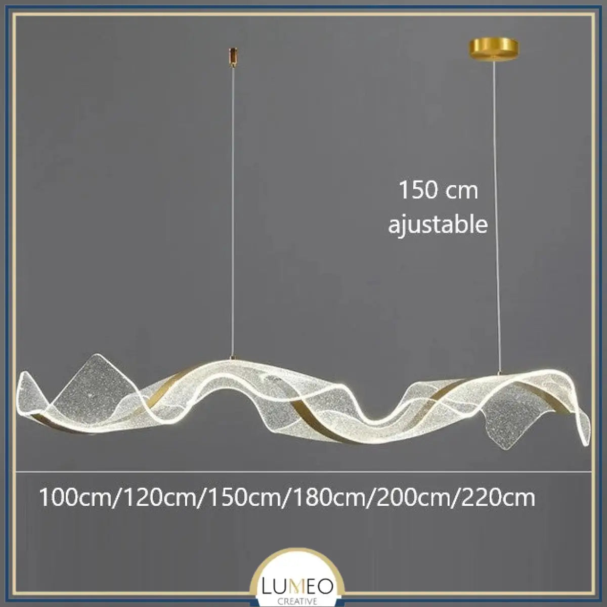 Suspension ondulante LED dorée