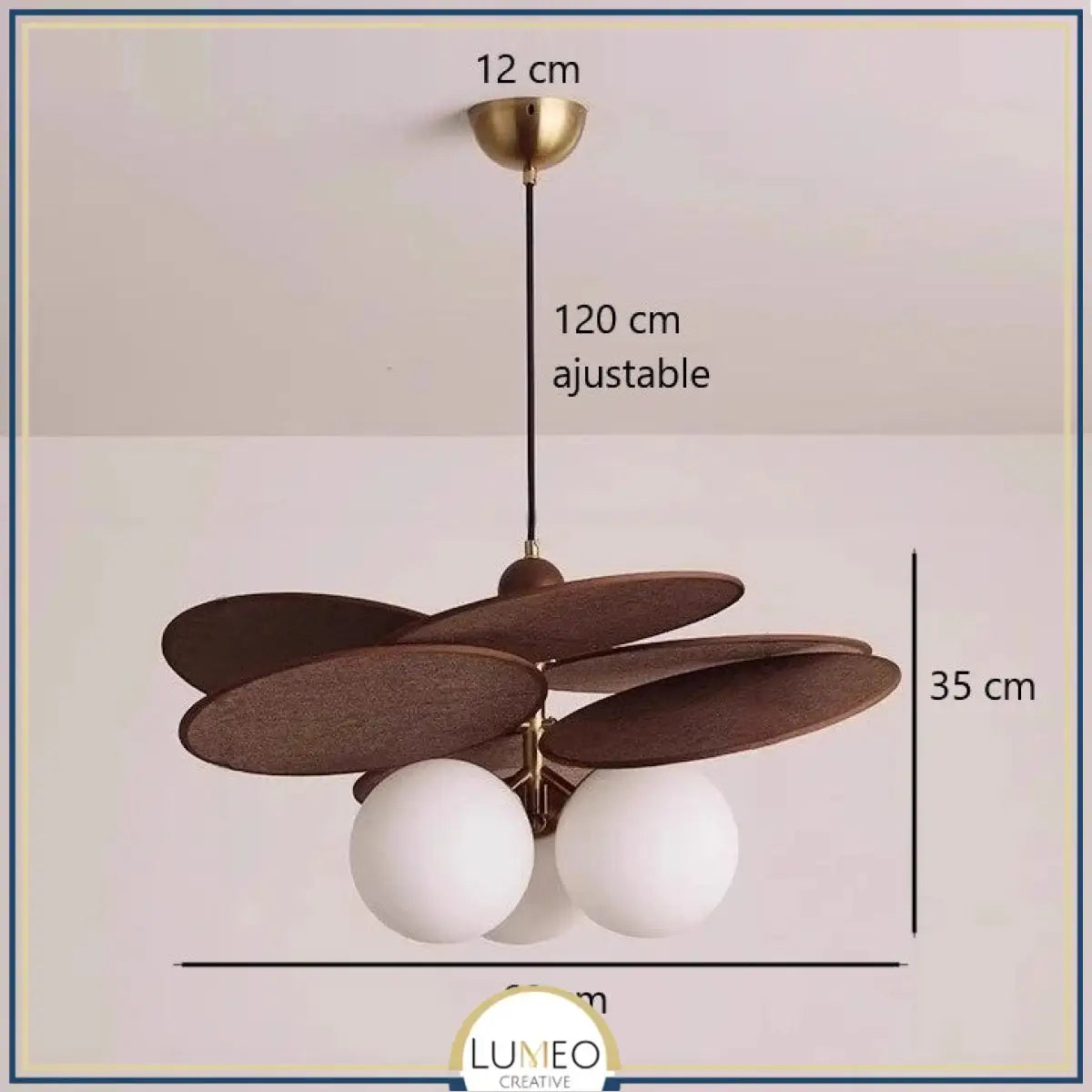 Suspension pétales en tissu & boule en verre