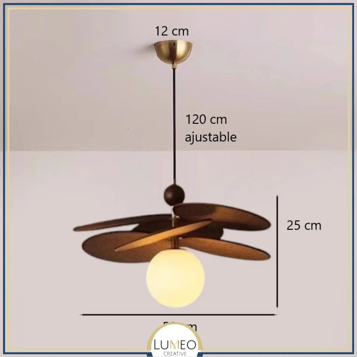 Suspension pétales en tissu & boule en verre