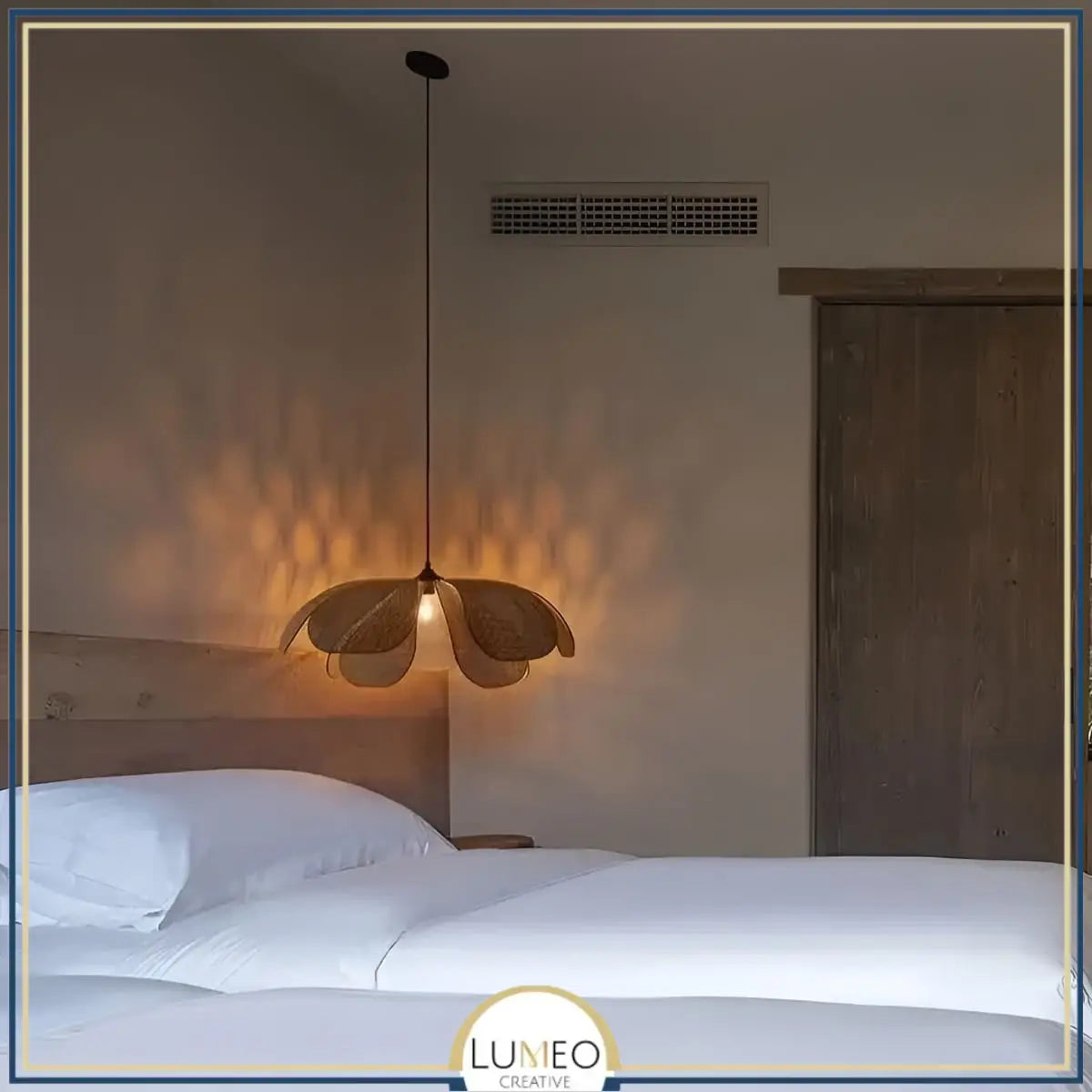 Suspension pétales rotin style Japandi