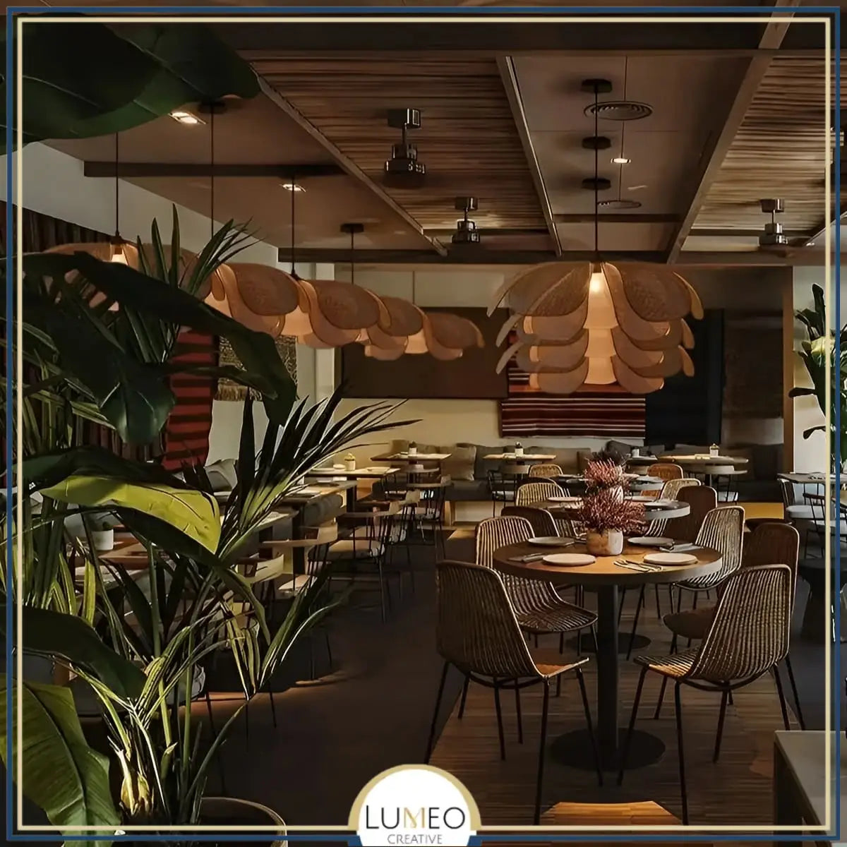 Suspension pétales rotin style Japandi