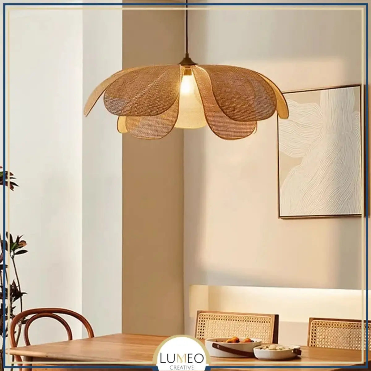 Suspension pétales rotin style Japandi