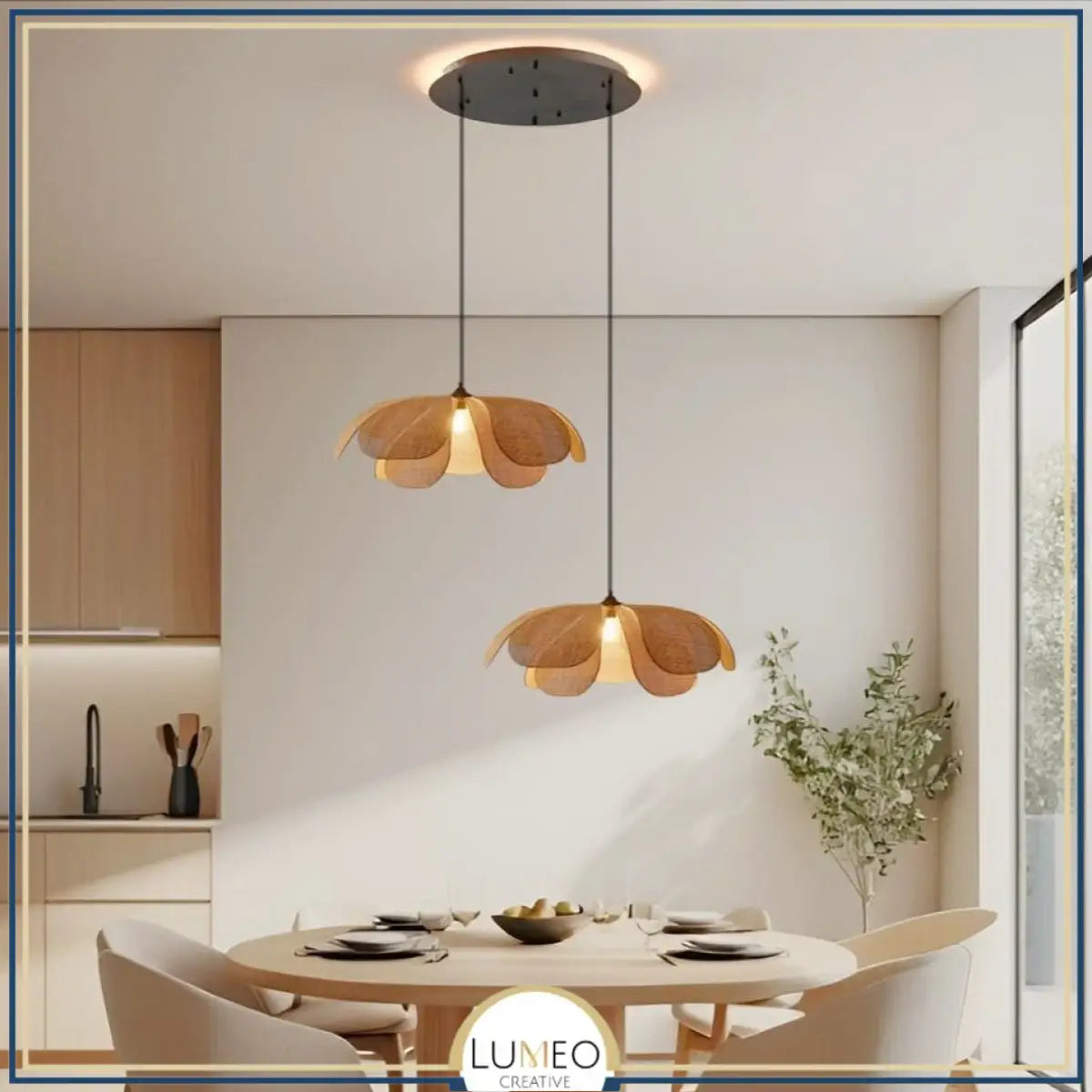 Suspension pétales rotin style Japandi