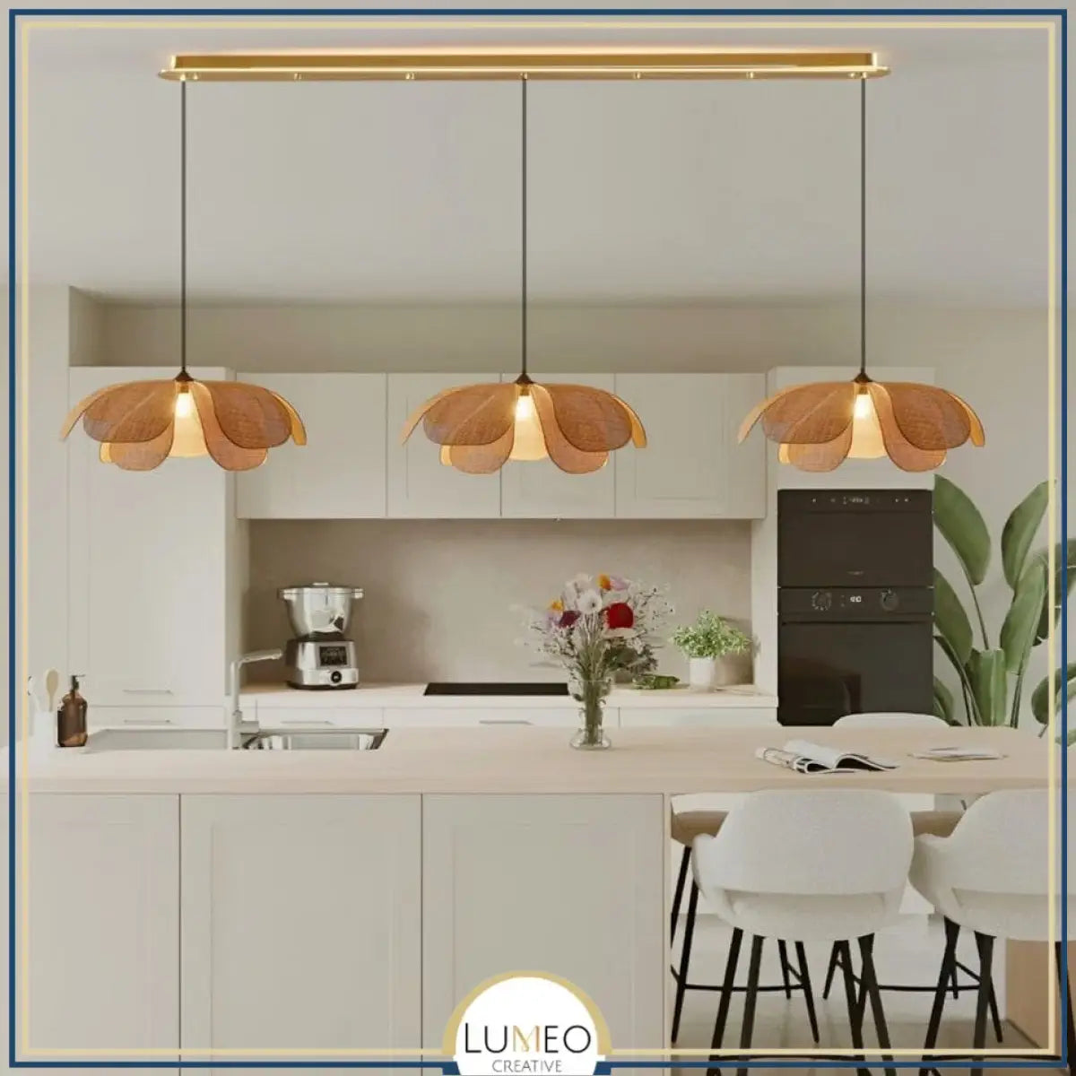 Suspension pétales rotin style Japandi