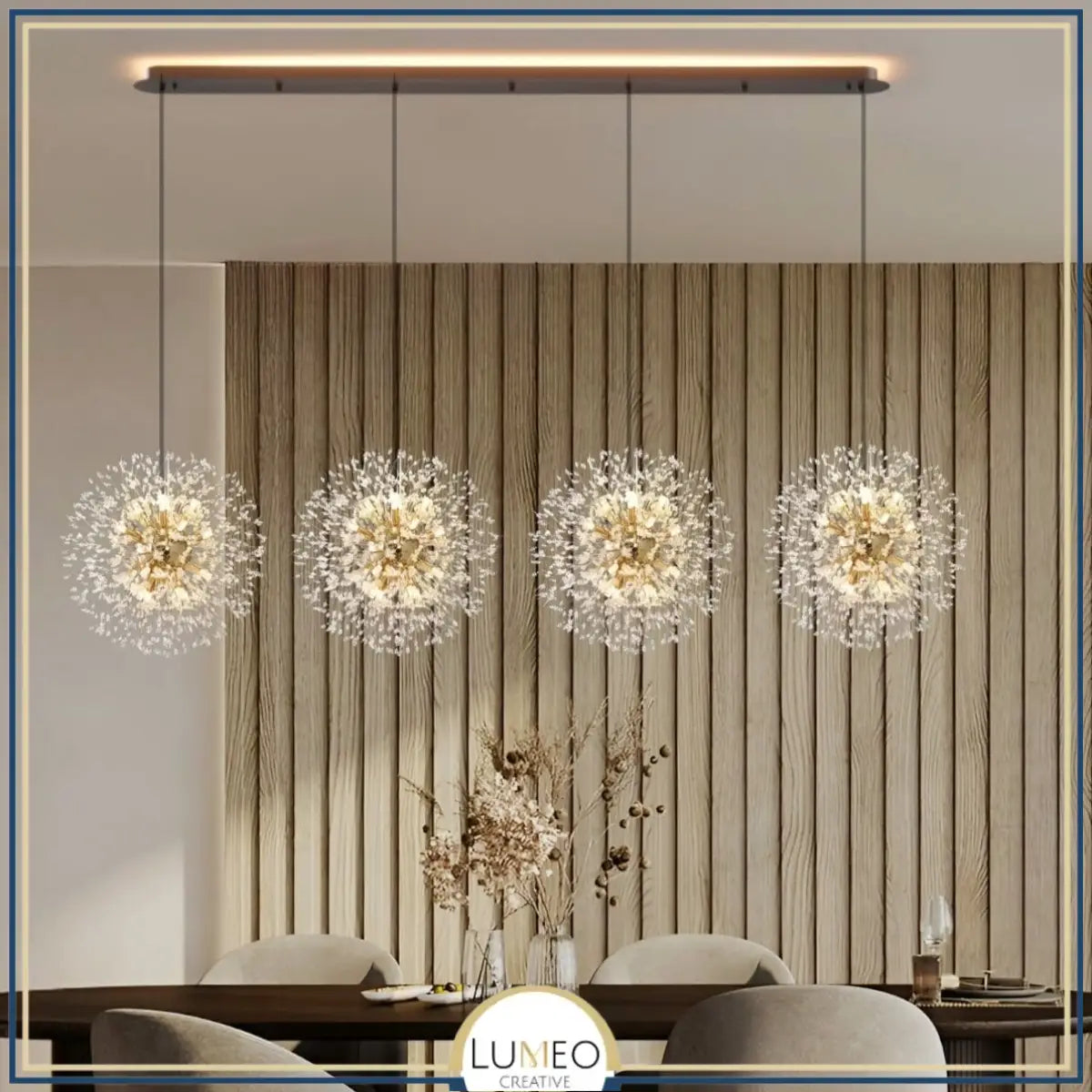 Suspension pissenlit ronde | Métal doré & argenté