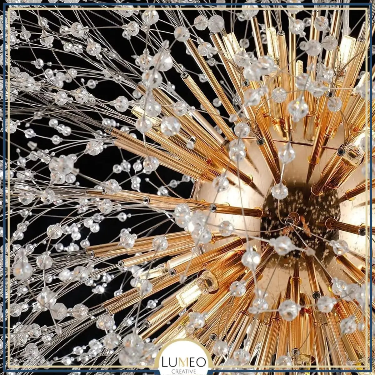 Suspension pissenlit ronde | Métal doré & argenté