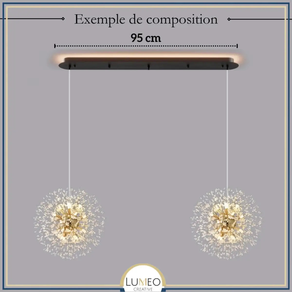 Suspension pissenlit ronde | Métal doré & argenté