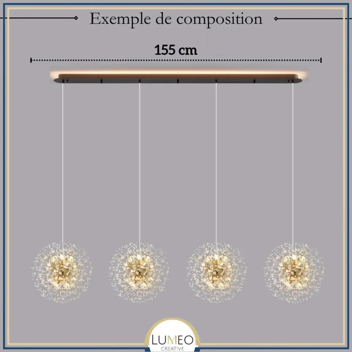 Suspension pissenlit ronde | Métal doré & argenté