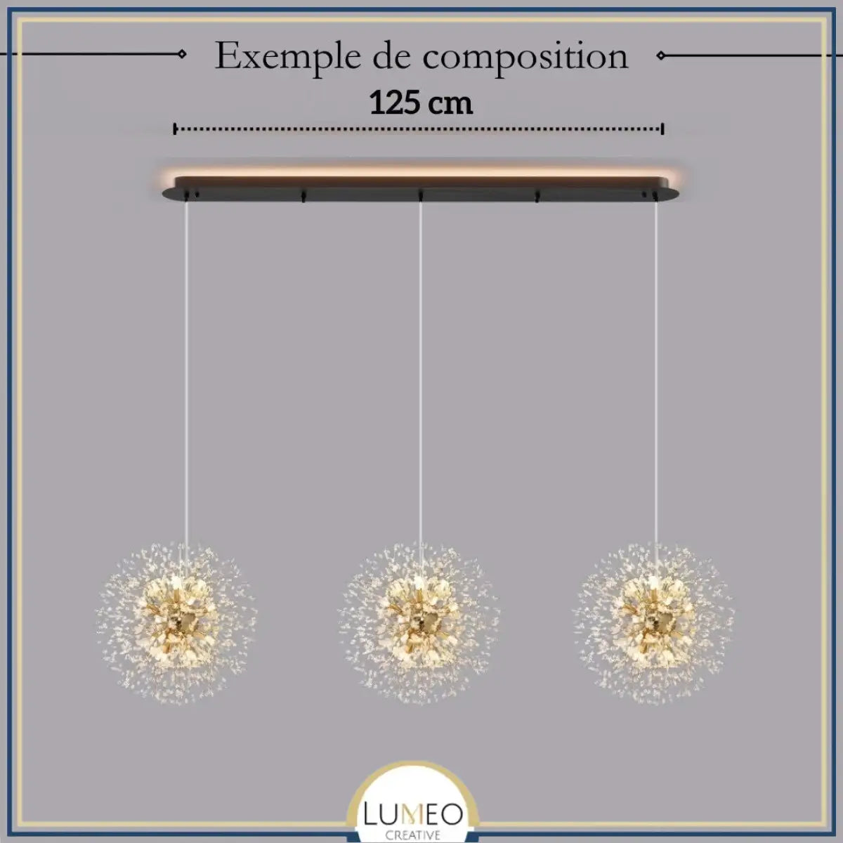 Suspension pissenlit ronde | Métal doré & argenté