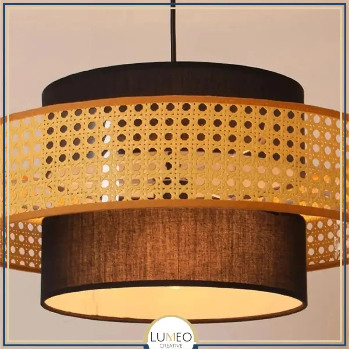 Suspension ronde en rotin tressé style bohème