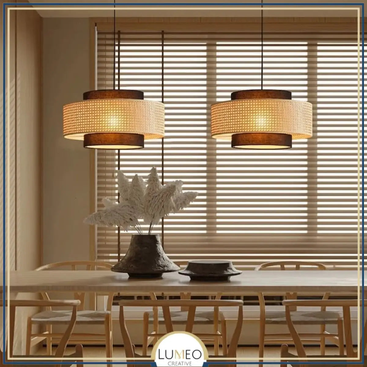 Suspension ronde en rotin tressé style bohème