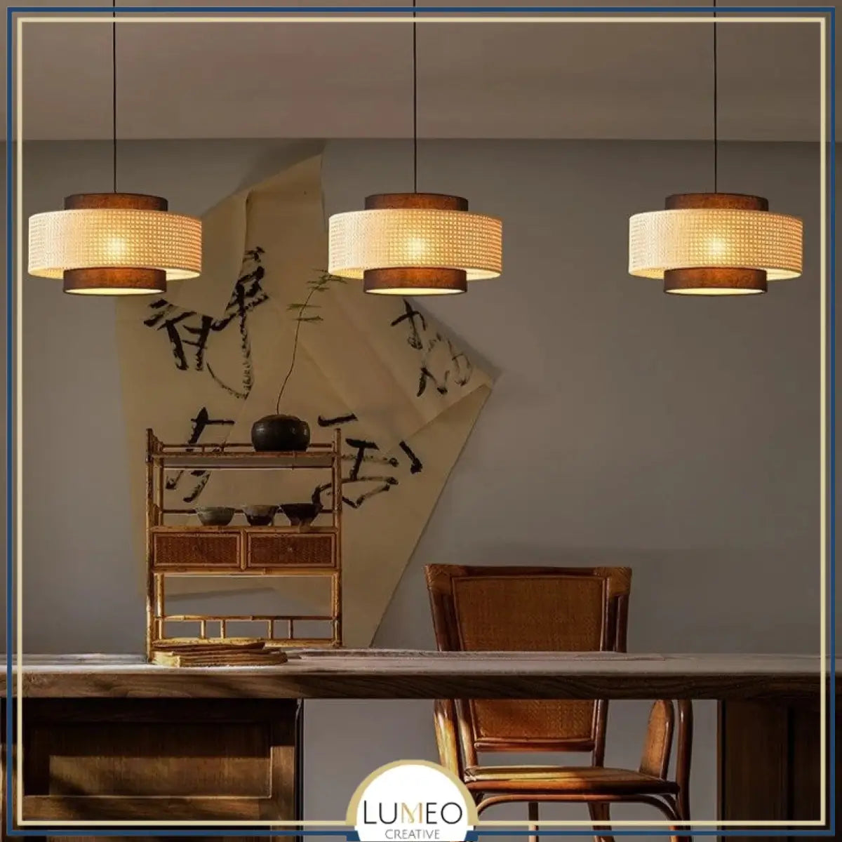 Suspension ronde en rotin tressé style bohème