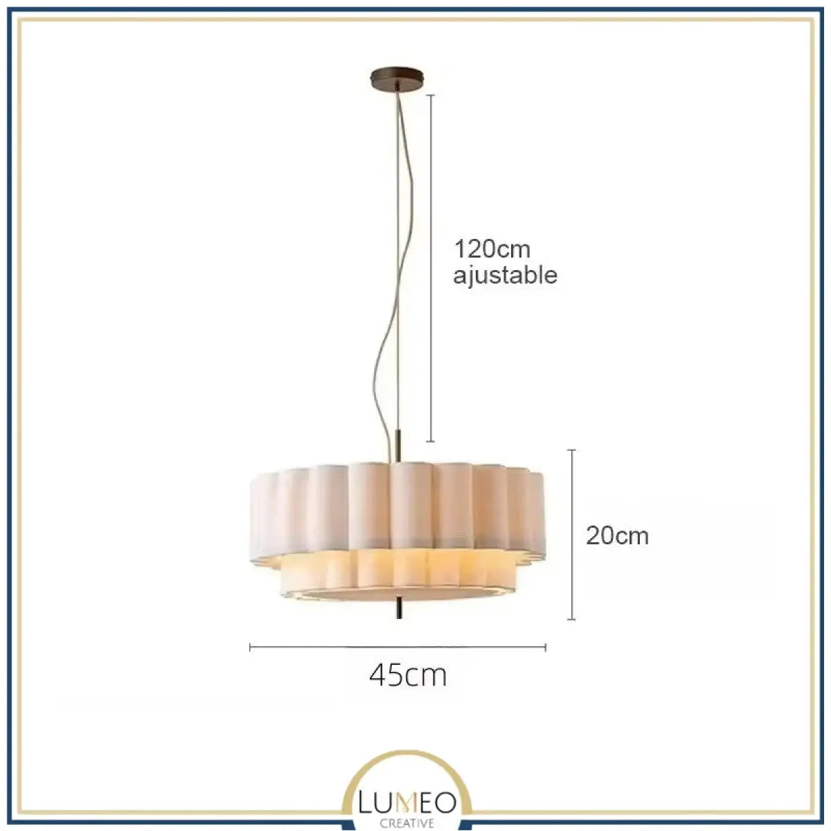 Suspension ronde en tissu plissé Japandi au design minimaliste 45 cm / Blanc froid