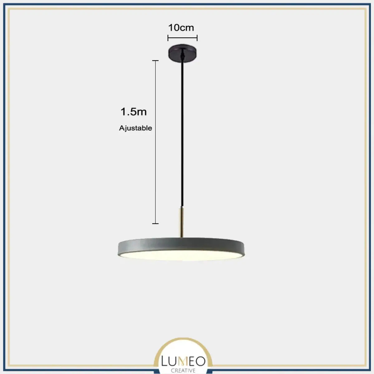 Suspension ronde minimaliste au style nordique | Luminaire suspendu à LED 23cm / Gris / Blanc froid
