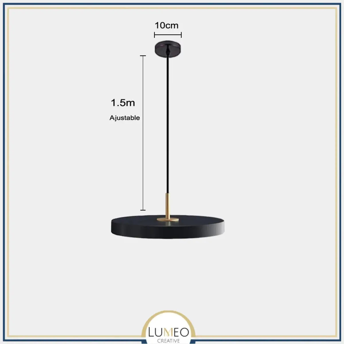 Suspension ronde minimaliste au style nordique | Luminaire suspendu à LED 23cm / Noir / Blanc froid