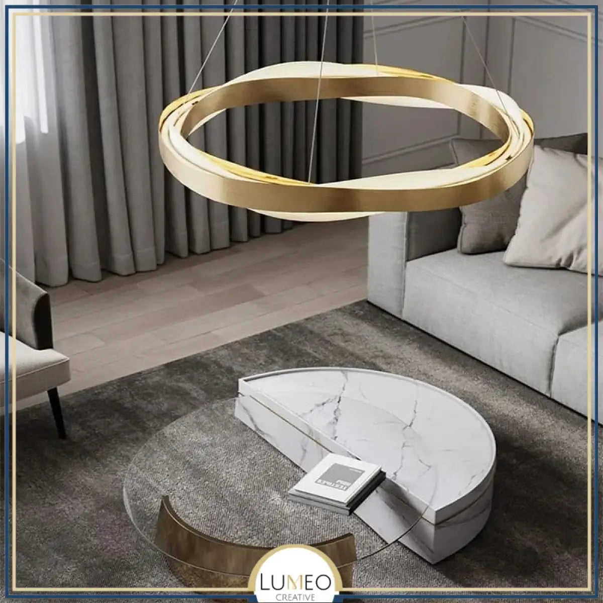 Suspension ruban LED torsadé | Fluidité sculpturale & lumière design