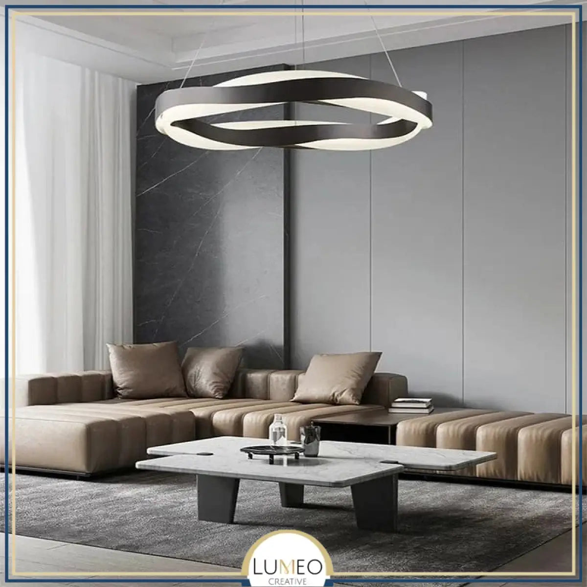 Suspension ruban LED torsadé | Fluidité sculpturale & lumière design