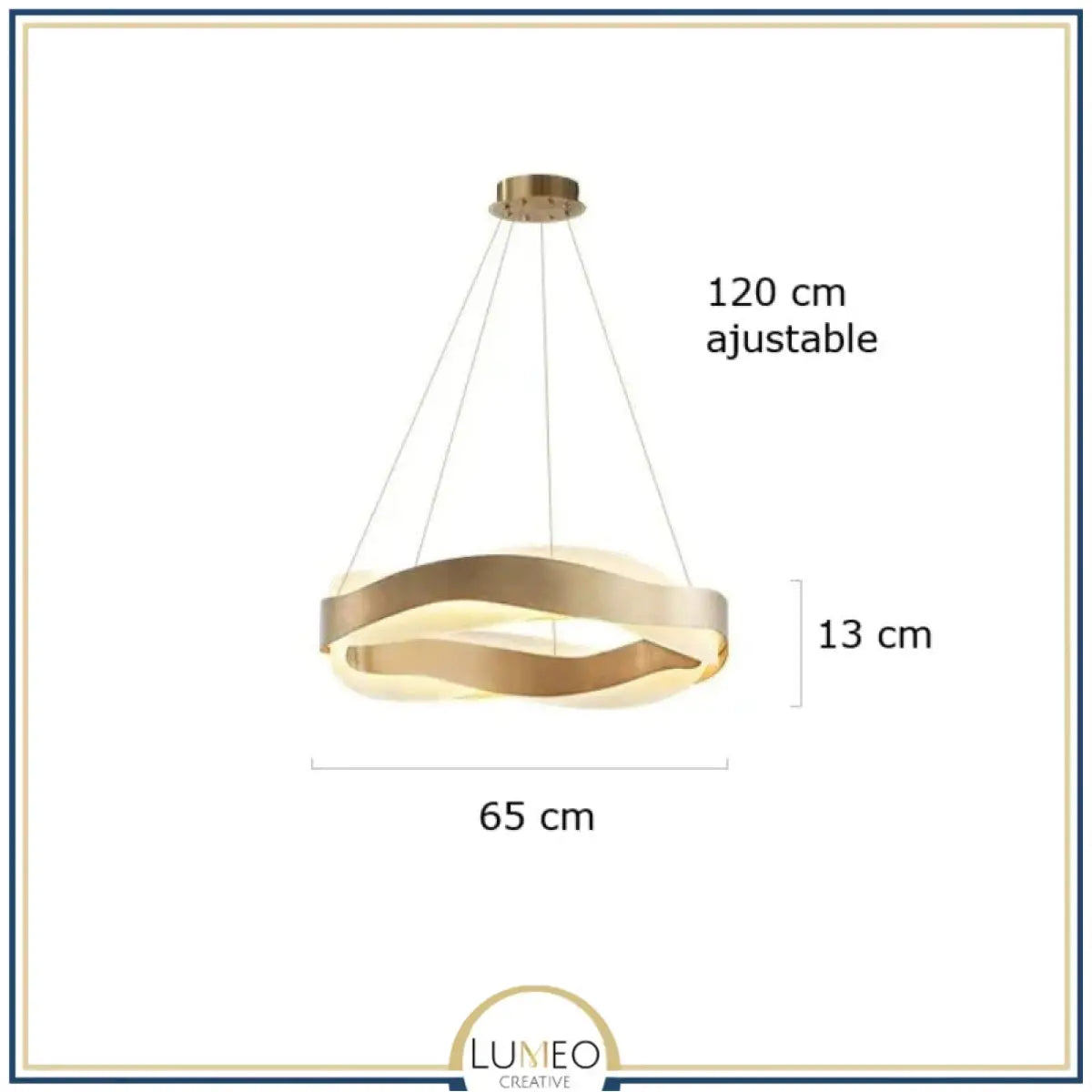 Suspension ruban LED torsadé | Fluidité sculpturale & lumière design 65 cm / Or / Blanc chaud