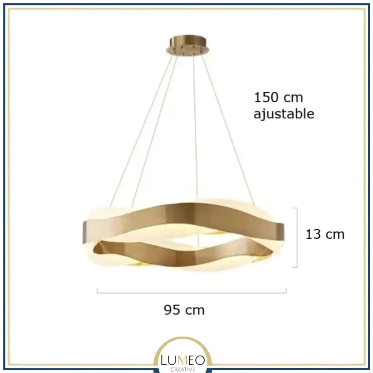 Suspension ruban LED torsadé | Fluidité sculpturale & lumière design 80 cm / Or / Blanc chaud