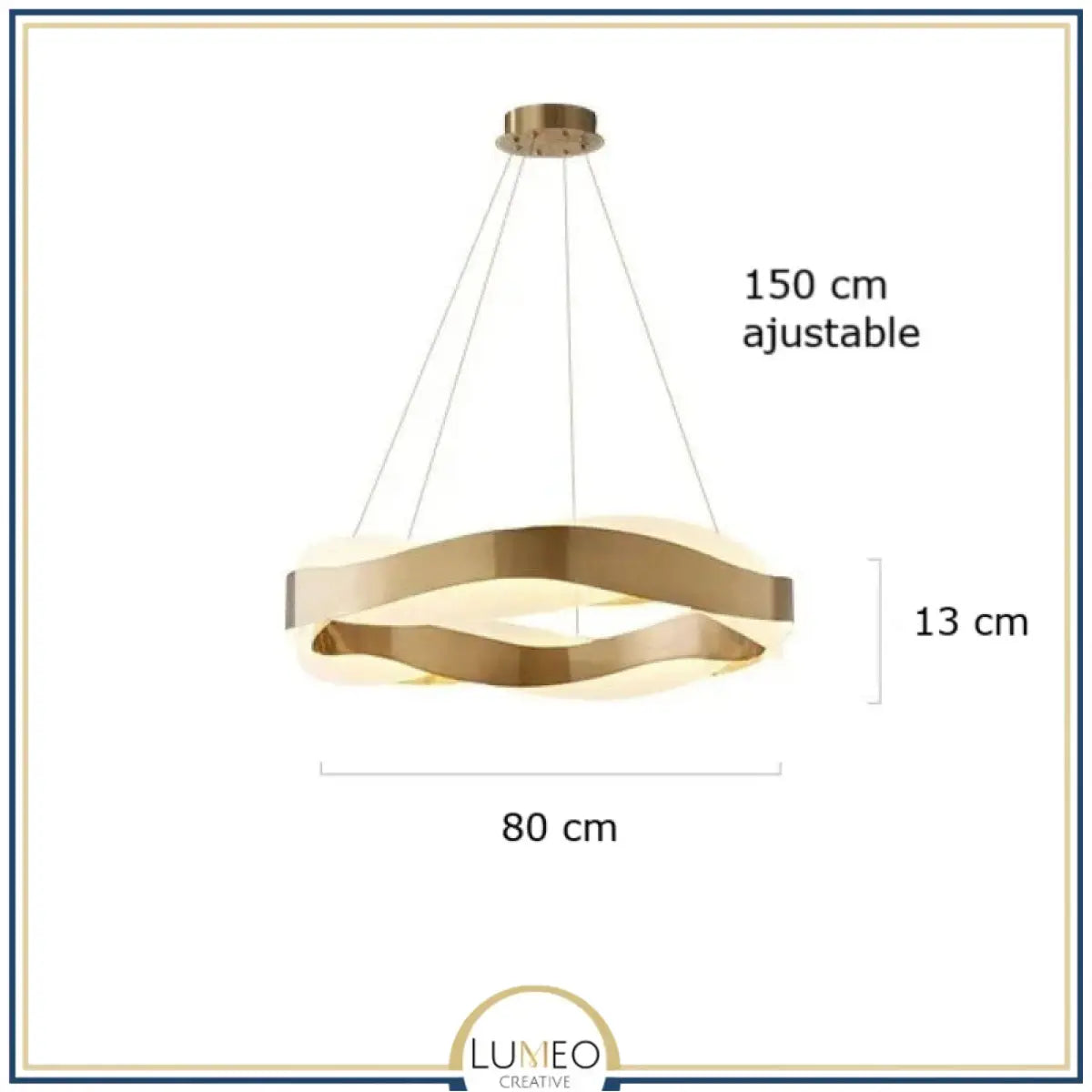 Suspension ruban LED torsadé | Fluidité sculpturale & lumière design 95 cm / Or / Blanc chaud