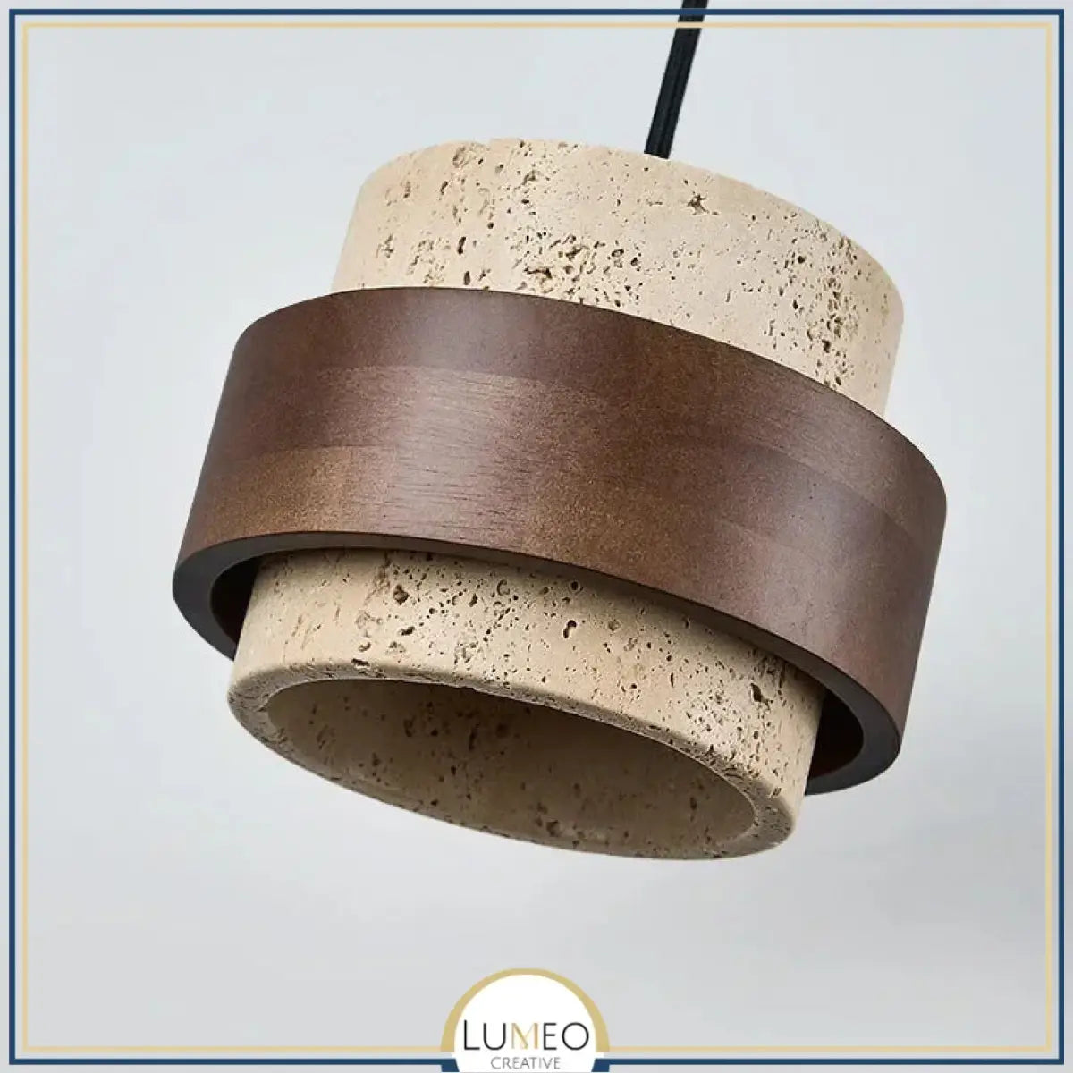 Suspension SATURNE en pierre naturelle et bois | lumeo creative