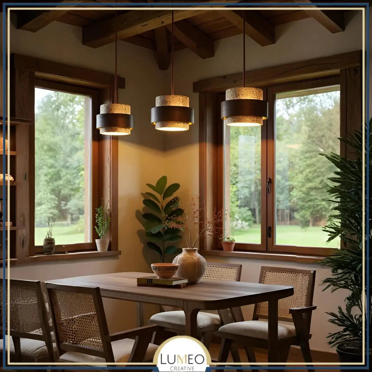 suspension bois et pierre