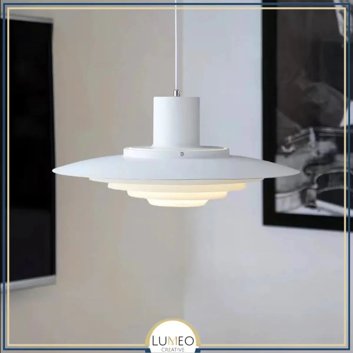 Suspension soucoupe style scandinave | Finition blanche ou argentée 38 cm / Blanc / Blanc froid