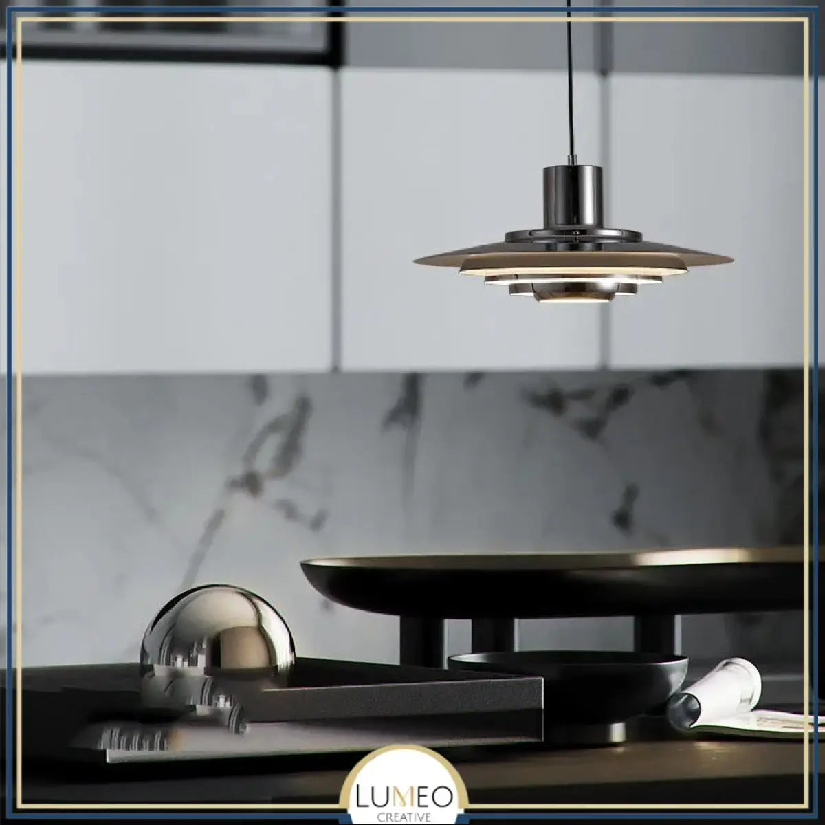 Suspension soucoupe style scandinave | Finition blanche ou argentée