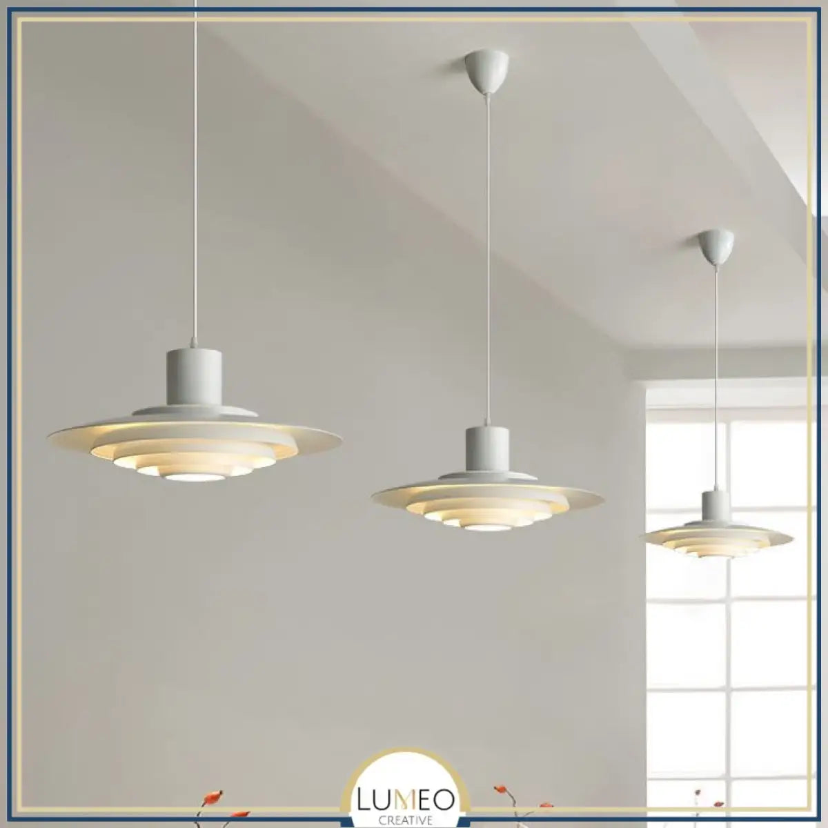 Suspension soucoupe style scandinave | Finition blanche ou argentée