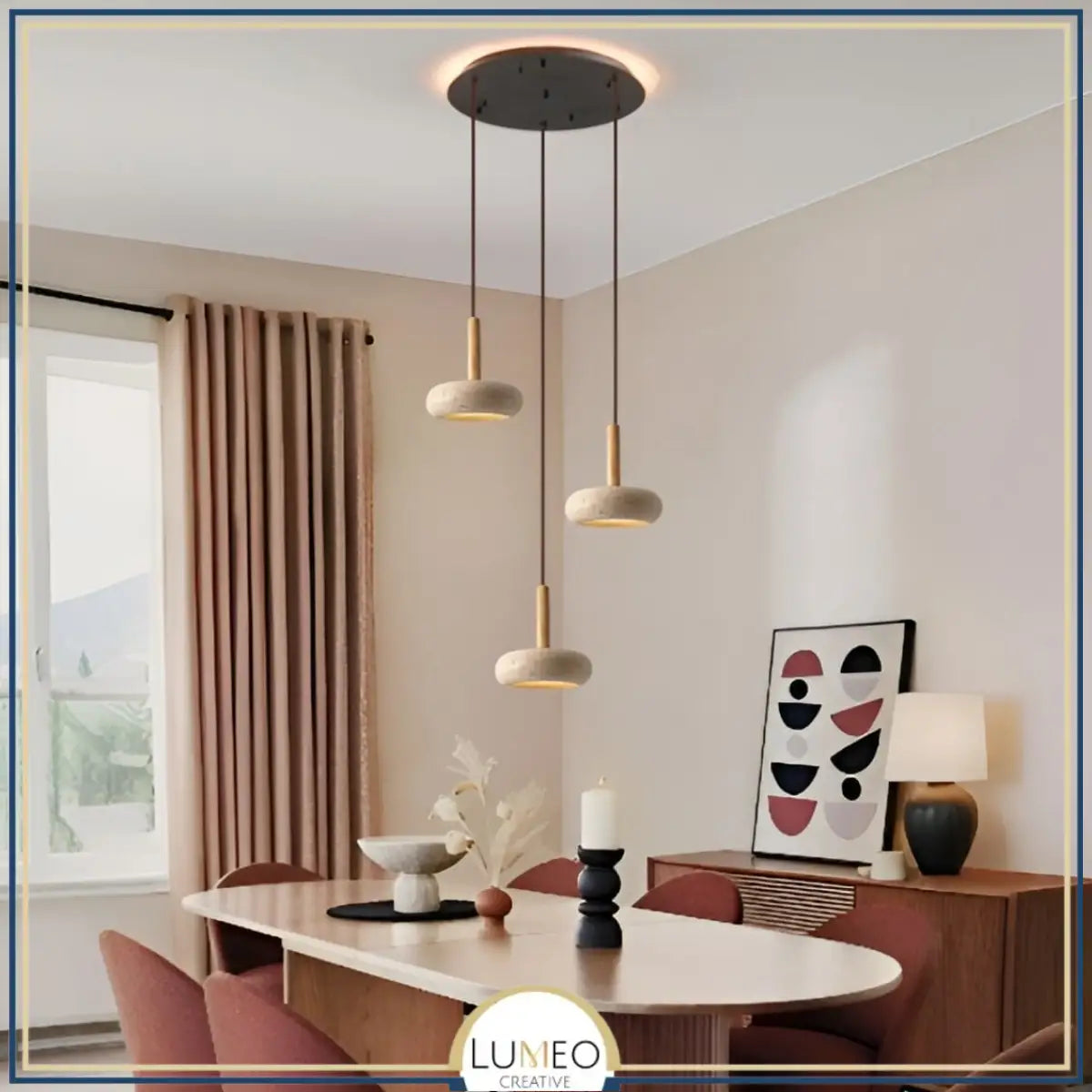 Suspension STONE en pierre naturelle et bois | Style scandinave