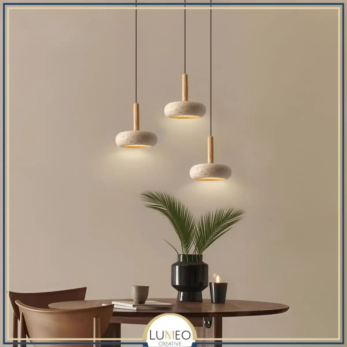 Suspension STONE en pierre naturelle et bois | Style scandinave