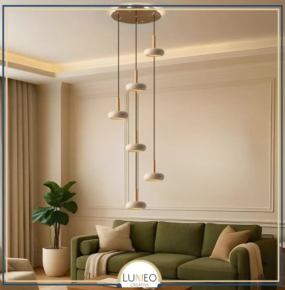 Suspension STONE en pierre naturelle et bois | Style scandinave