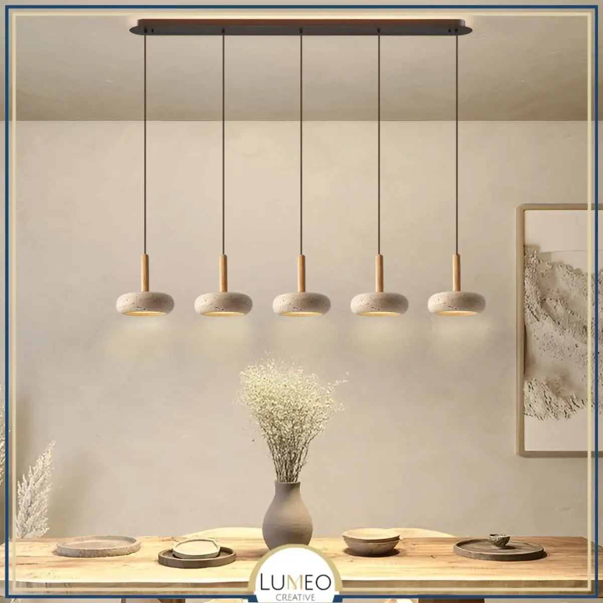 Suspension STONE en pierre naturelle et bois | Style scandinave