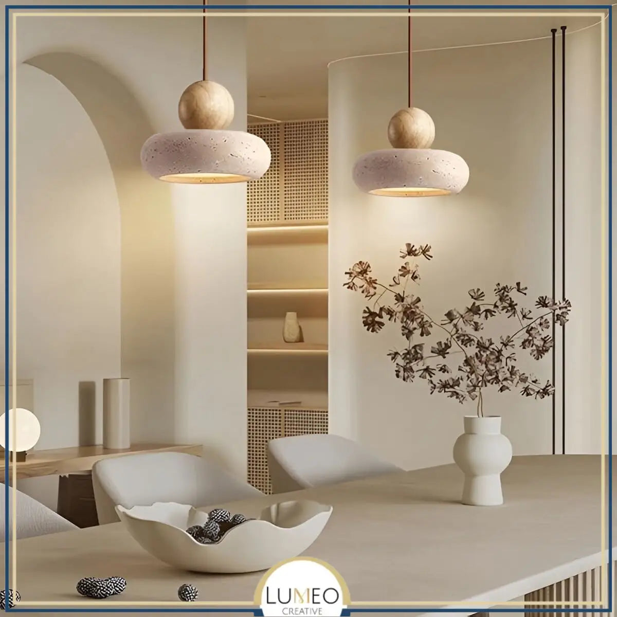 Suspension STONE en pierre naturelle et bois | Style scandinave