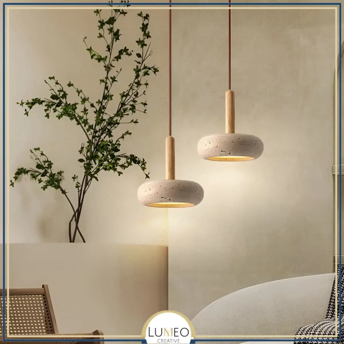 Suspension STONE en pierre naturelle et bois | Style scandinave