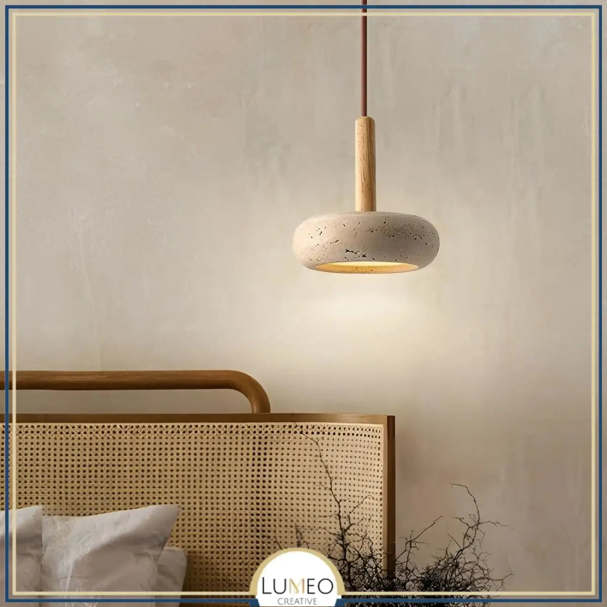 Suspension STONE en pierre naturelle et bois | Style scandinave A / 1.5 mètre