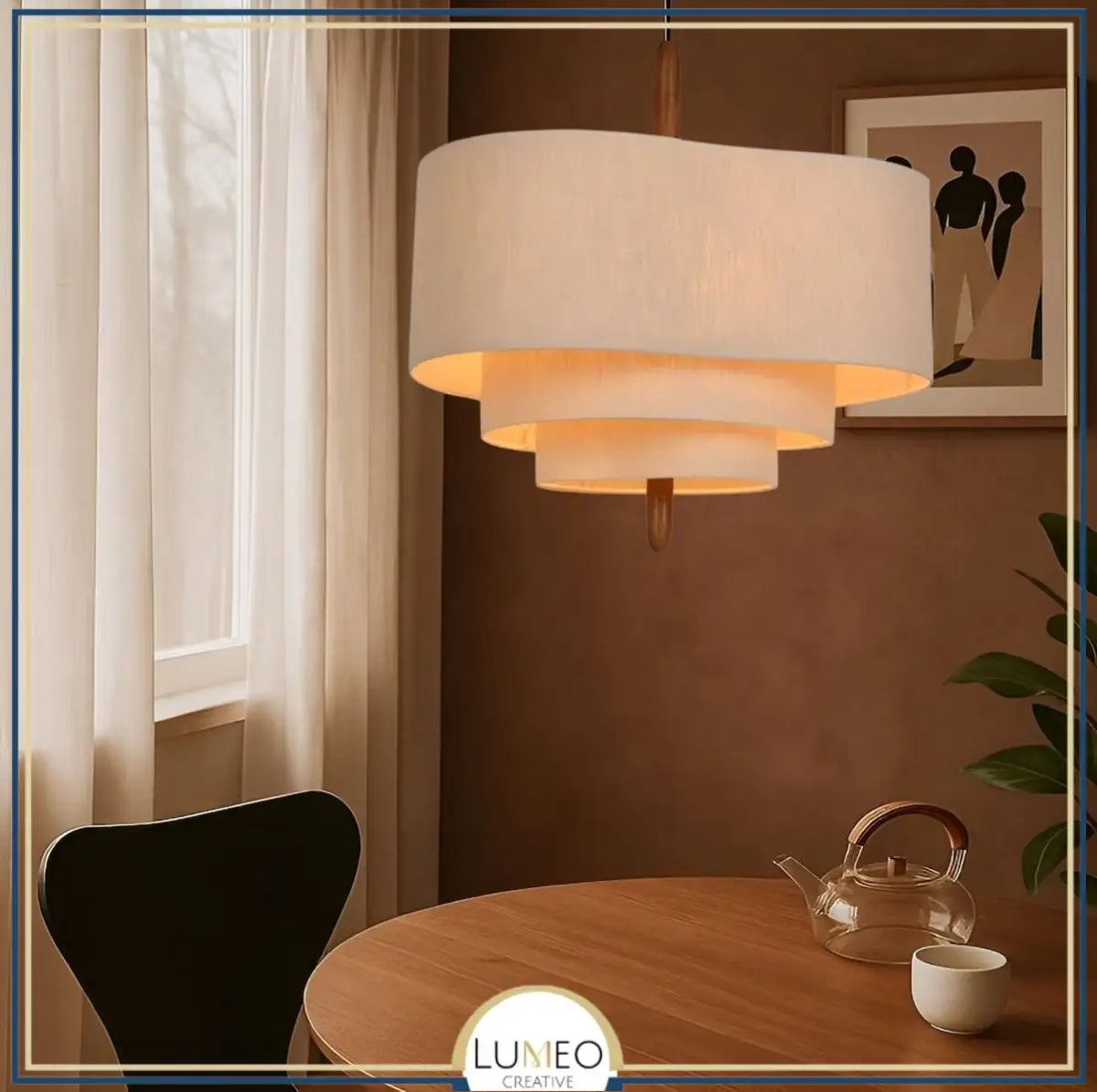 Suspension tissu spirale et bois | Élégance contemporaine