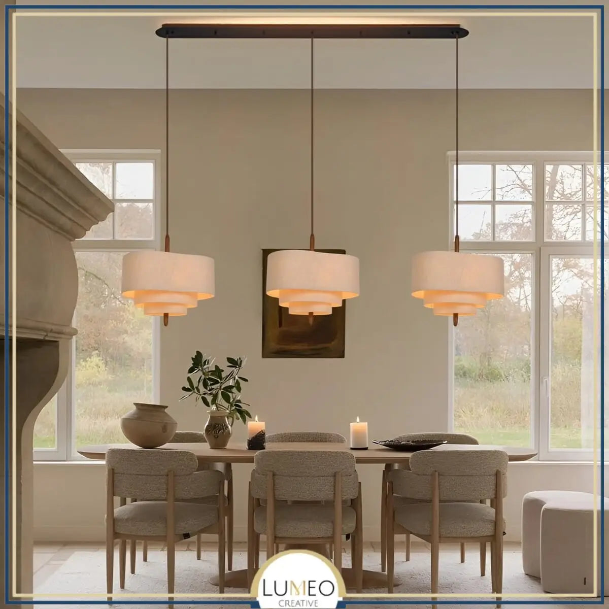 Suspension tissu spirale et bois | Élégance contemporaine