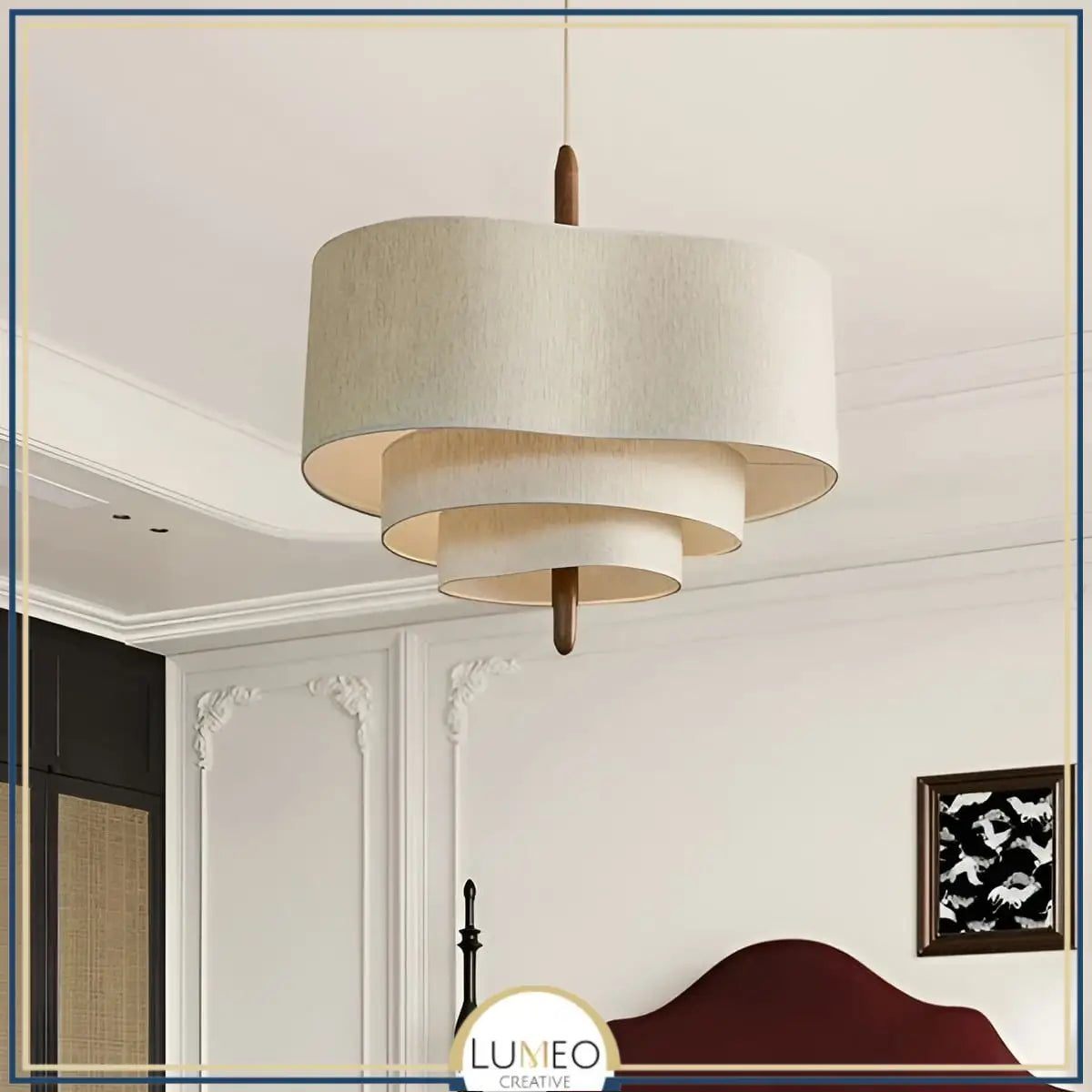 Suspension tissu spirale et bois | Élégance contemporaine