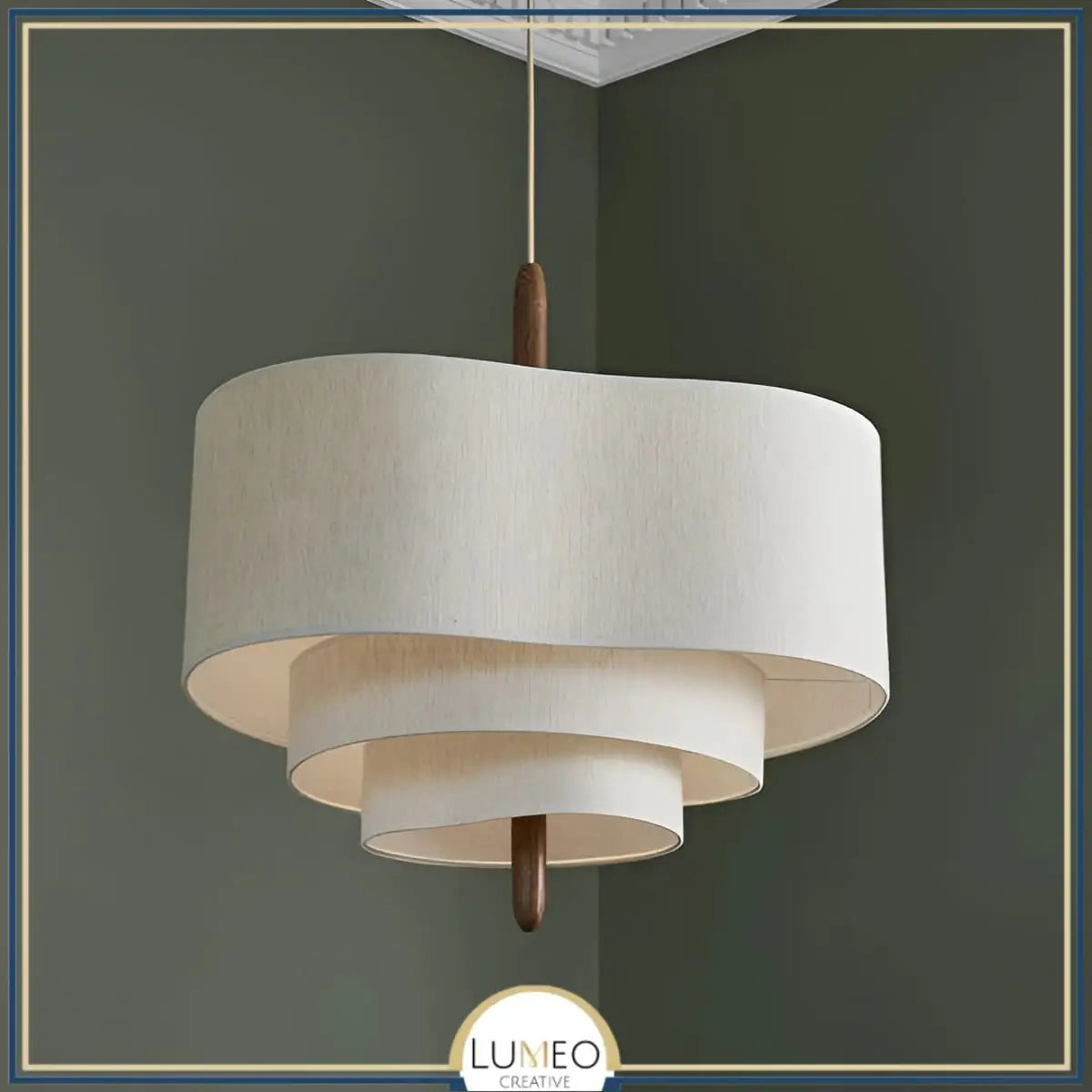 Suspension tissu spirale et bois | Élégance contemporaine