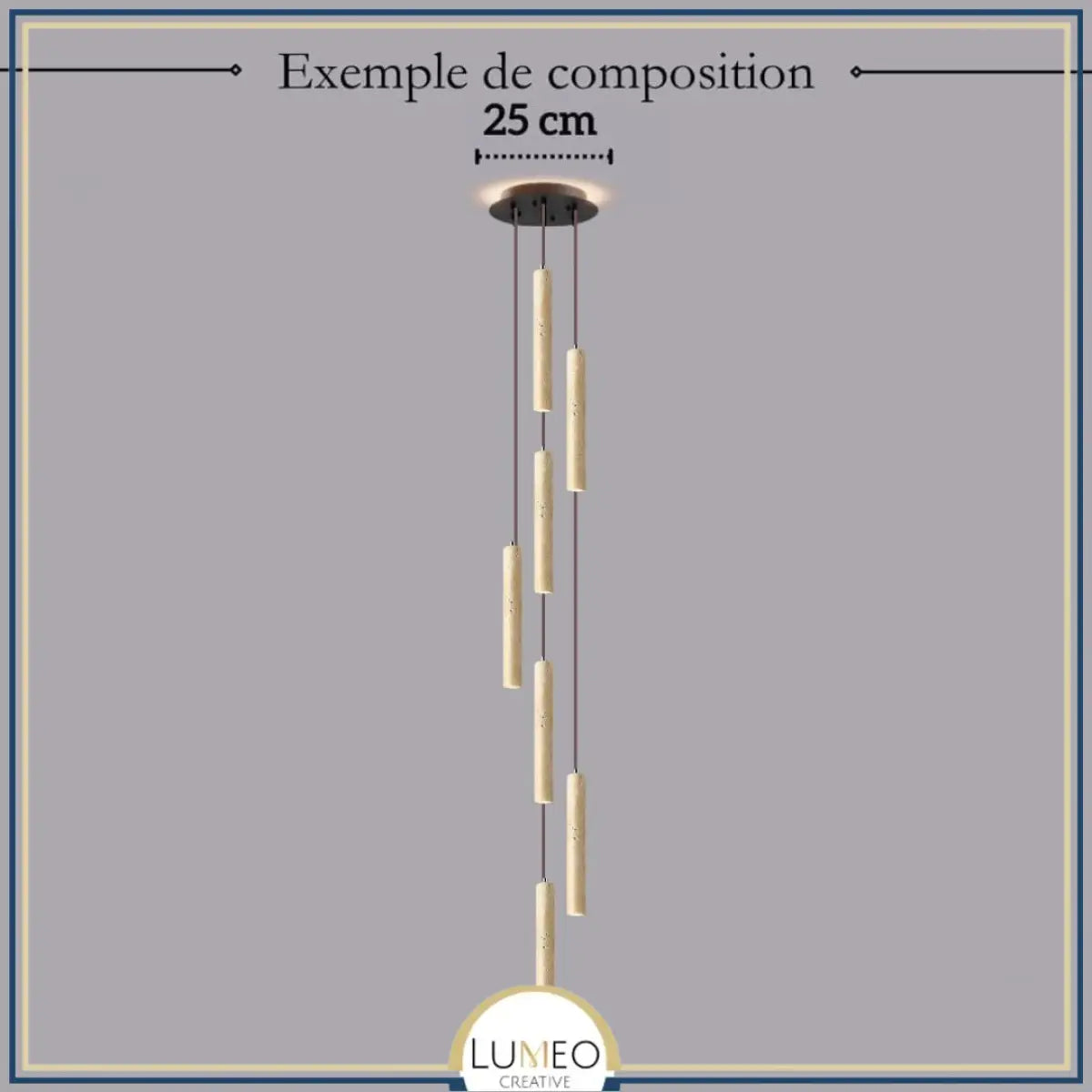 Suspension tube cylindrique en pierre naturelle