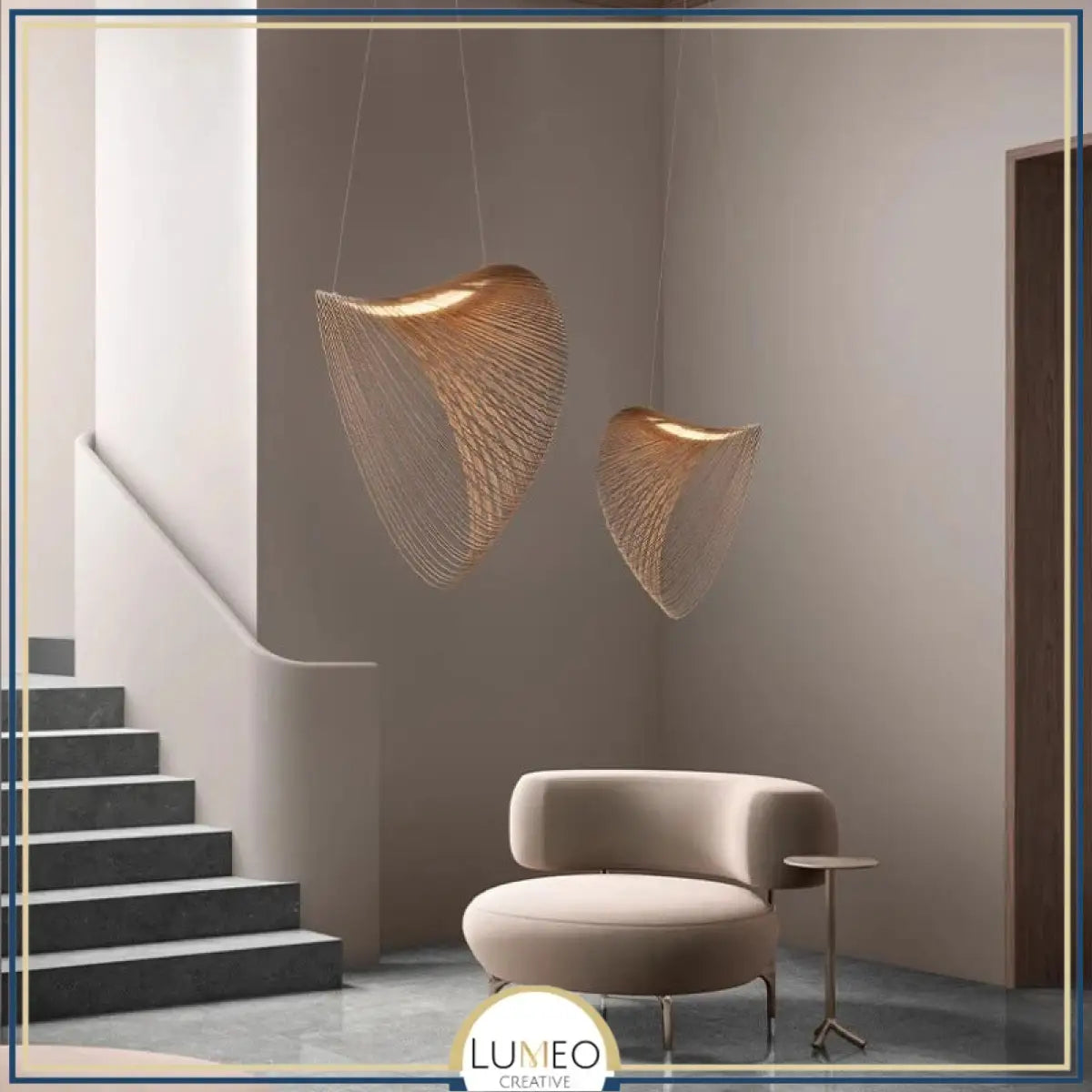 Suspension voile sculpturale en bois