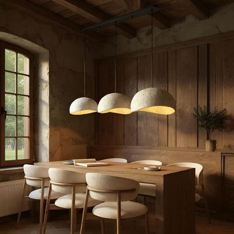 suspension en beton style wabi sabi pour interieur pierre et bois