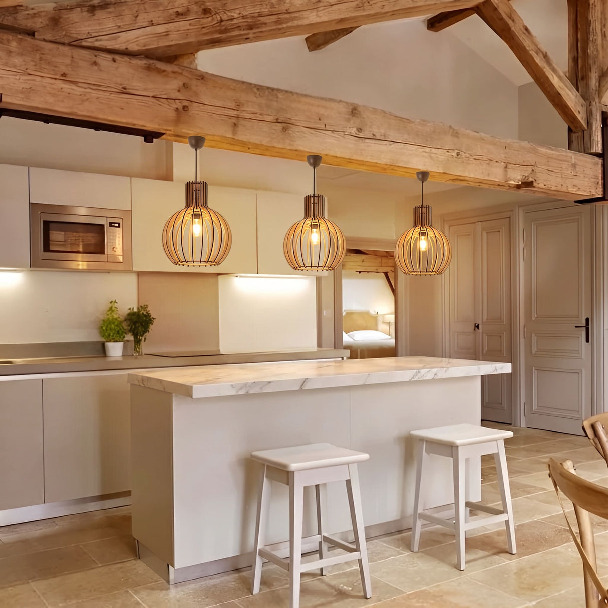 Suspension bohème chic en bois naturel WOODY | 1 Suspension