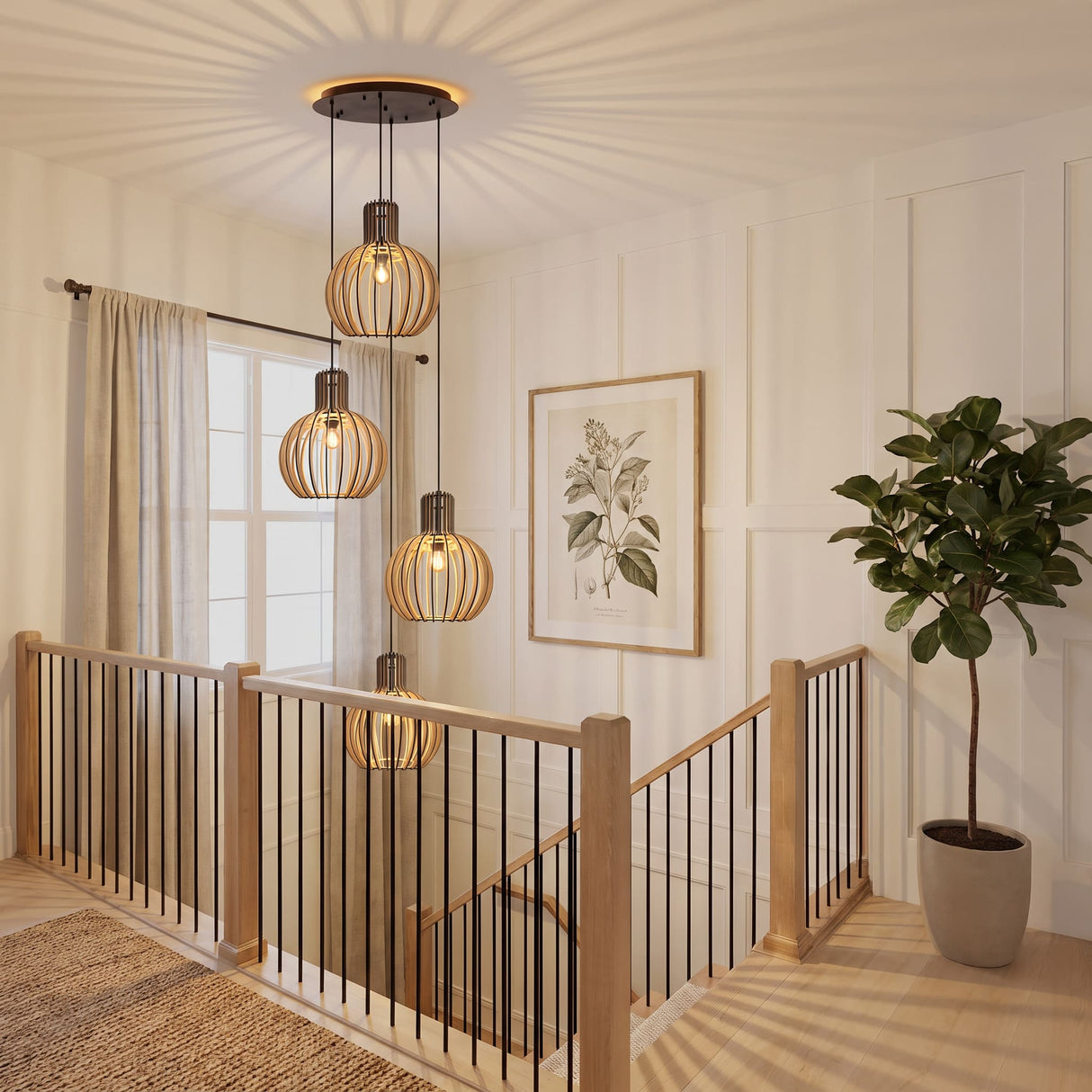 Suspension bohème chic en bois naturel WOODY | 100% Personnalisable