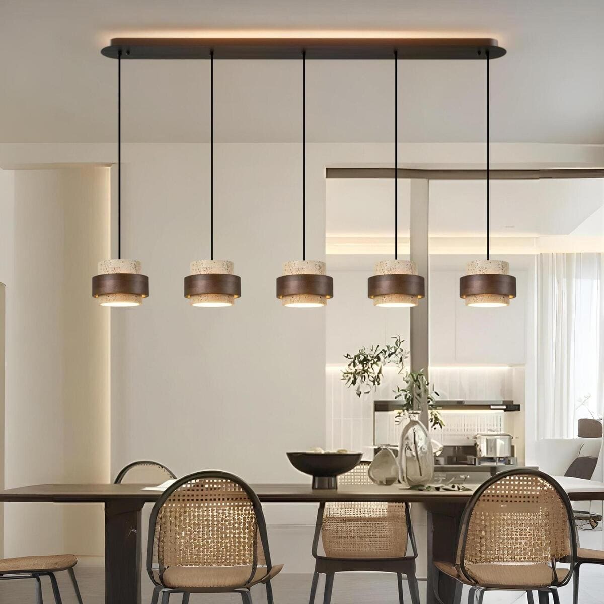 Suspension SATURNE en pierre naturelle et bois | Style scandinave