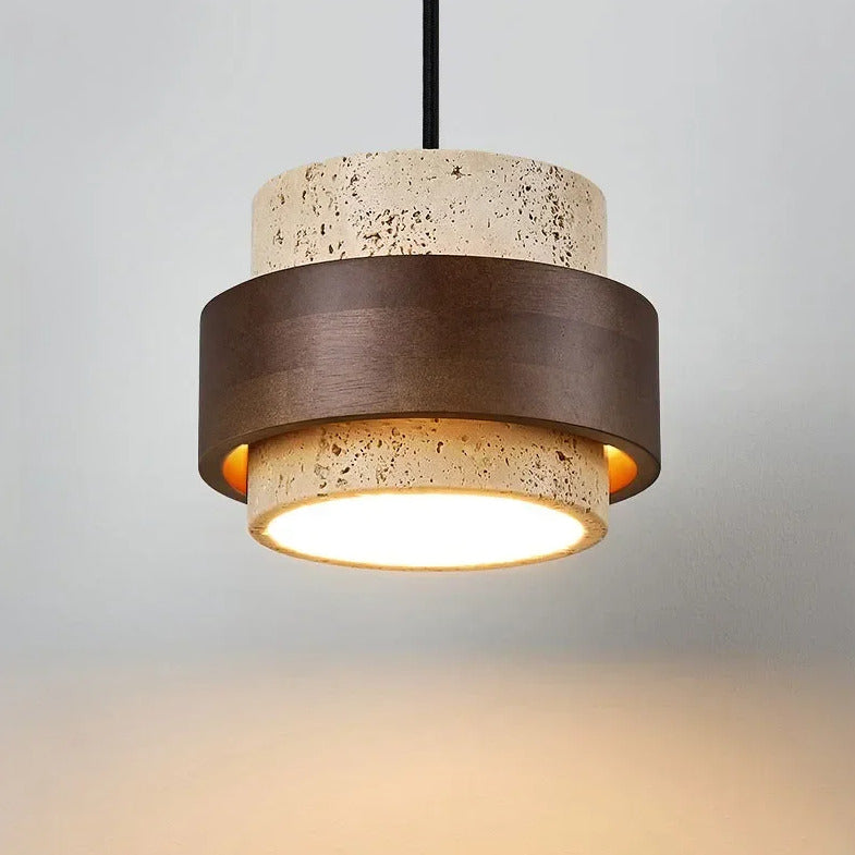 Suspension SATURNE en pierre naturelle et bois | Style scandinave